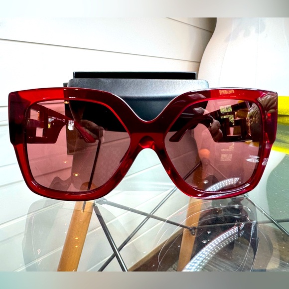 Versace VE4402 Oversized Square Sunglasses – Burgundy/Red with Case - Picture 1 of 7